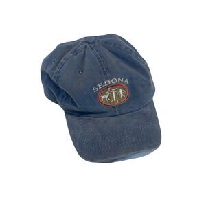 Vintage Embroidered Cotton Sedona Hat Blue Baseball Cap Southwest Southwestern